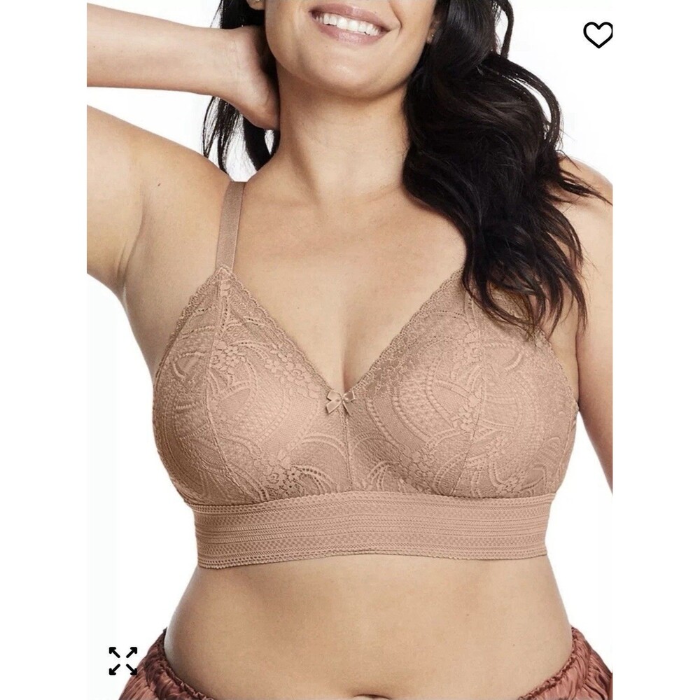 Glamorise Bramour Gramercy Luxe Lace Bralette 7012 Cappuccino Size 40F New